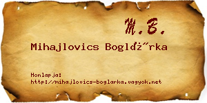 Mihajlovics Boglárka névjegykártya